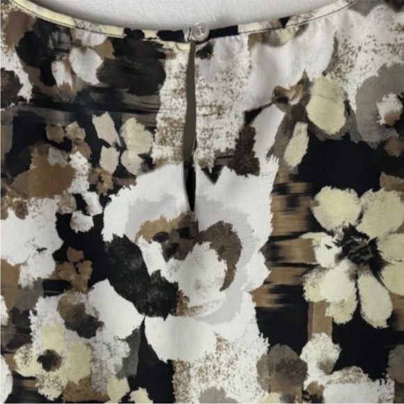 Calvin Klein Sleeveless Blouse Size XL Top Floral Brown Black Tan White Yellow - Picture 5 of 6
